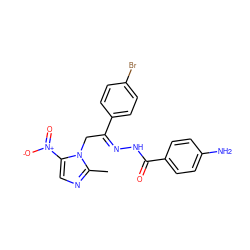 Cc1ncc([N+](=O)[O-])n1C/C(=N/NC(=O)c1ccc(N)cc1)c1ccc(Br)cc1 ZINC000103283917