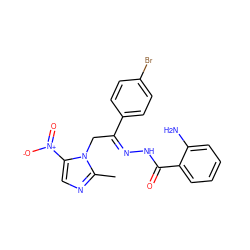 Cc1ncc([N+](=O)[O-])n1C/C(=N/NC(=O)c1ccccc1N)c1ccc(Br)cc1 ZINC000103283922