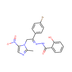 Cc1ncc([N+](=O)[O-])n1C/C(=N/NC(=O)c1ccccc1O)c1ccc(Br)cc1 ZINC000103283925