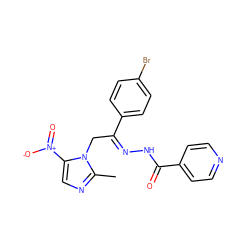 Cc1ncc([N+](=O)[O-])n1C/C(=N/NC(=O)c1ccncc1)c1ccc(Br)cc1 ZINC000103283914