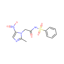 Cc1ncc([N+](=O)[O-])n1CC(=O)NS(=O)(=O)c1ccccc1 ZINC000072116809