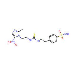 Cc1ncc([N+](=O)[O-])n1CCNC(=S)NCCc1ccc(S(N)(=O)=O)cc1 ZINC000103290182