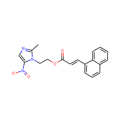 Cc1ncc([N+](=O)[O-])n1CCOC(=O)/C=C/c1cccc2ccccc12 ZINC000053293729