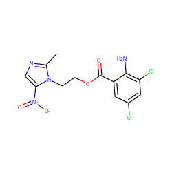 Cc1ncc([N+](=O)[O-])n1CCOC(=O)c1cc(Cl)cc(Cl)c1N ZINC000006315417