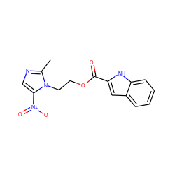 Cc1ncc([N+](=O)[O-])n1CCOC(=O)c1cc2ccccc2[nH]1 ZINC000043925648