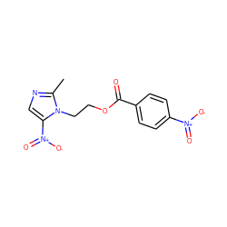 Cc1ncc([N+](=O)[O-])n1CCOC(=O)c1ccc([N+](=O)[O-])cc1 ZINC000001797808