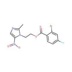 Cc1ncc([N+](=O)[O-])n1CCOC(=O)c1ccc(F)cc1Br ZINC000056219457