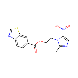 Cc1ncc([N+](=O)[O-])n1CCOC(=O)c1ccc2ncsc2c1 ZINC000873306321