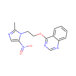 Cc1ncc([N+](=O)[O-])n1CCOc1ncnc2ccccc12 ZINC000211402225