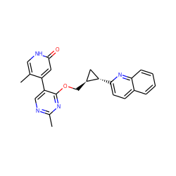 Cc1ncc(-c2cc(=O)[nH]cc2C)c(OC[C@H]2C[C@@H]2c2ccc3ccccc3n2)n1 ZINC000209440809