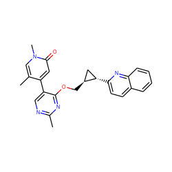 Cc1ncc(-c2cc(=O)n(C)cc2C)c(OC[C@H]2C[C@@H]2c2ccc3ccccc3n2)n1 ZINC000209440957