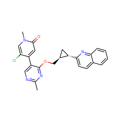 Cc1ncc(-c2cc(=O)n(C)cc2Cl)c(OC[C@H]2C[C@@H]2c2ccc3ccccc3n2)n1 ZINC000209429053