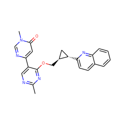 Cc1ncc(-c2cc(=O)n(C)cn2)c(OC[C@H]2C[C@@H]2c2ccc3ccccc3n2)n1 ZINC000209436477