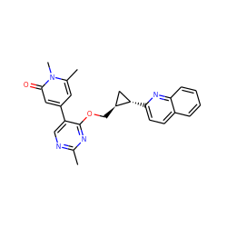 Cc1ncc(-c2cc(C)n(C)c(=O)c2)c(OC[C@H]2C[C@@H]2c2ccc3ccccc3n2)n1 ZINC000209430203