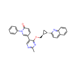 Cc1ncc(-c2ccc(=O)n(-c3ccccc3)c2)c(OC[C@H]2C[C@@H]2c2ccc3ccccc3n2)n1 ZINC000209431370