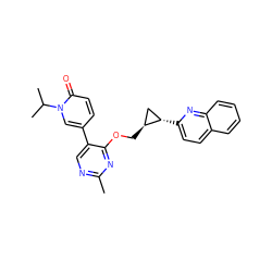 Cc1ncc(-c2ccc(=O)n(C(C)C)c2)c(OC[C@H]2C[C@@H]2c2ccc3ccccc3n2)n1 ZINC000209431224