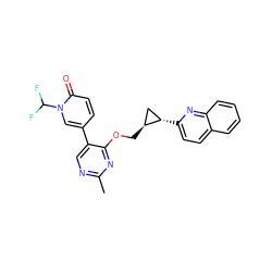 Cc1ncc(-c2ccc(=O)n(C(F)F)c2)c(OC[C@H]2C[C@@H]2c2ccc3ccccc3n2)n1 ZINC000209431322