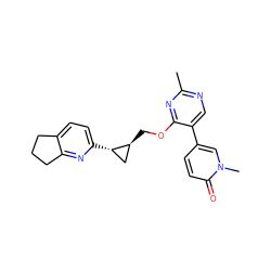 Cc1ncc(-c2ccc(=O)n(C)c2)c(OC[C@H]2C[C@@H]2c2ccc3c(n2)CCC3)n1 ZINC000222632593