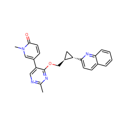 Cc1ncc(-c2ccc(=O)n(C)c2)c(OC[C@H]2C[C@@H]2c2ccc3ccccc3n2)n1 ZINC000222635716