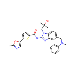 Cc1ncc(-c2ccc(C(=O)Nc3nc4cc(CN(C)c5ccccc5)ccc4n3CC(C)(C)O)s2)o1 ZINC000045506303