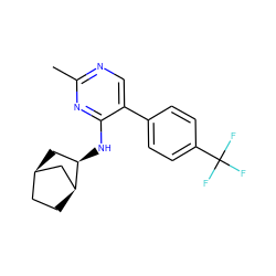 Cc1ncc(-c2ccc(C(F)(F)F)cc2)c(N[C@@H]2C[C@@H]3CC[C@H]2C3)n1 ZINC000028824785