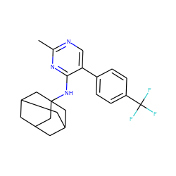 Cc1ncc(-c2ccc(C(F)(F)F)cc2)c(NC23CC4CC(CC(C4)C2)C3)n1 ZINC000028824784
