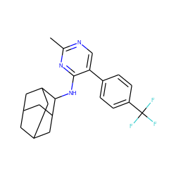 Cc1ncc(-c2ccc(C(F)(F)F)cc2)c(NC2C3CC4CC(C3)CC2C4)n1 ZINC000028824783