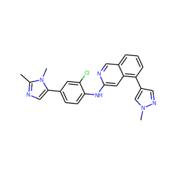 Cc1ncc(-c2ccc(Nc3cc4c(-c5cnn(C)c5)cccc4cn3)c(Cl)c2)n1C ZINC000224106286