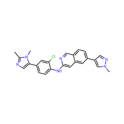 Cc1ncc(-c2ccc(Nc3cc4cc(-c5cnn(C)c5)ccc4cn3)c(Cl)c2)n1C ZINC000207757677