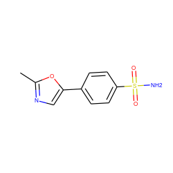 Cc1ncc(-c2ccc(S(N)(=O)=O)cc2)o1 ZINC000230549273