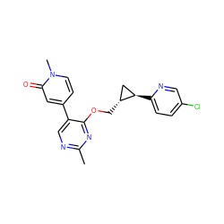 Cc1ncc(-c2ccn(C)c(=O)c2)c(OC[C@@H]2C[C@H]2c2ccc(Cl)cn2)n1 ZINC000209429084