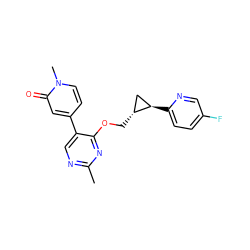 Cc1ncc(-c2ccn(C)c(=O)c2)c(OC[C@@H]2C[C@H]2c2ccc(F)cn2)n1 ZINC000209439573