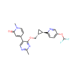 Cc1ncc(-c2ccn(C)c(=O)c2)c(OC[C@@H]2C[C@H]2c2ccc(OC(F)F)cn2)n1 ZINC000209430348