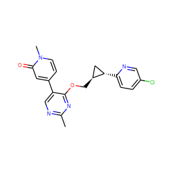 Cc1ncc(-c2ccn(C)c(=O)c2)c(OC[C@H]2C[C@@H]2c2ccc(Cl)cn2)n1 ZINC000209428256