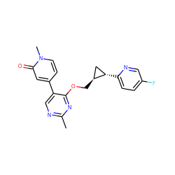 Cc1ncc(-c2ccn(C)c(=O)c2)c(OC[C@H]2C[C@@H]2c2ccc(F)cn2)n1 ZINC000209439542