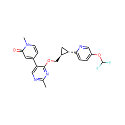 Cc1ncc(-c2ccn(C)c(=O)c2)c(OC[C@H]2C[C@@H]2c2ccc(OC(F)F)cn2)n1 ZINC000209439395