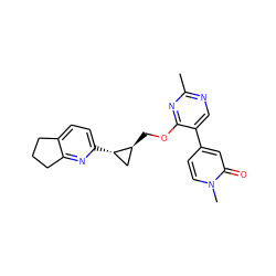 Cc1ncc(-c2ccn(C)c(=O)c2)c(OC[C@H]2C[C@@H]2c2ccc3c(n2)CCC3)n1 ZINC000209428118