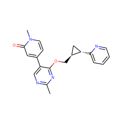 Cc1ncc(-c2ccn(C)c(=O)c2)c(OC[C@H]2C[C@@H]2c2ccccn2)n1 ZINC000209440854