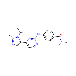 Cc1ncc(-c2ccnc(Nc3ccc(C(=O)N(C)C)cc3)n2)n1C(C)C ZINC000045498404