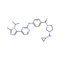 Cc1ncc(-c2ccnc(Nc3ccc(C(=O)N4CC[C@H](NC5CC5)C4)cc3)n2)n1C(C)C ZINC000040393122