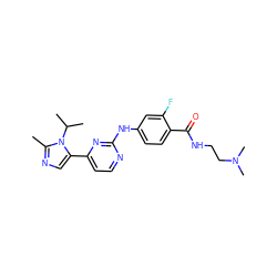 Cc1ncc(-c2ccnc(Nc3ccc(C(=O)NCCN(C)C)c(F)c3)n2)n1C(C)C ZINC000040846009