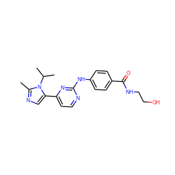 Cc1ncc(-c2ccnc(Nc3ccc(C(=O)NCCO)cc3)n2)n1C(C)C ZINC000045497557