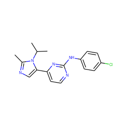 Cc1ncc(-c2ccnc(Nc3ccc(Cl)cc3)n2)n1C(C)C ZINC000040917926