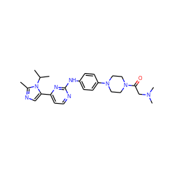 Cc1ncc(-c2ccnc(Nc3ccc(N4CCN(C(=O)CN(C)C)CC4)cc3)n2)n1C(C)C ZINC000040918217