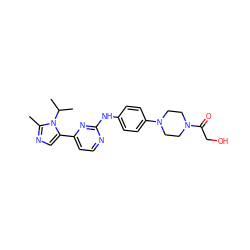 Cc1ncc(-c2ccnc(Nc3ccc(N4CCN(C(=O)CO)CC4)cc3)n2)n1C(C)C ZINC000038994180