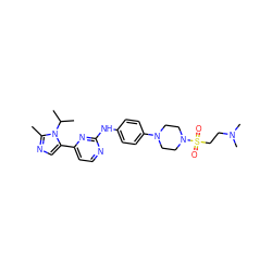 Cc1ncc(-c2ccnc(Nc3ccc(N4CCN(S(=O)(=O)CCN(C)C)CC4)cc3)n2)n1C(C)C ZINC000040917546