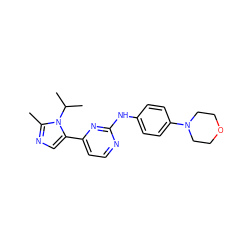 Cc1ncc(-c2ccnc(Nc3ccc(N4CCOCC4)cc3)n2)n1C(C)C ZINC000040402296