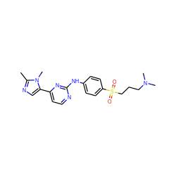 Cc1ncc(-c2ccnc(Nc3ccc(S(=O)(=O)CCCN(C)C)cc3)n2)n1C ZINC000040391104