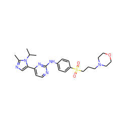 Cc1ncc(-c2ccnc(Nc3ccc(S(=O)(=O)CCCN4CCOCC4)cc3)n2)n1C(C)C ZINC000040848502