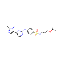 Cc1ncc(-c2ccnc(Nc3ccc(S(=O)(=O)NCCCOC(C)C)cc3)n2)n1C ZINC000040943310